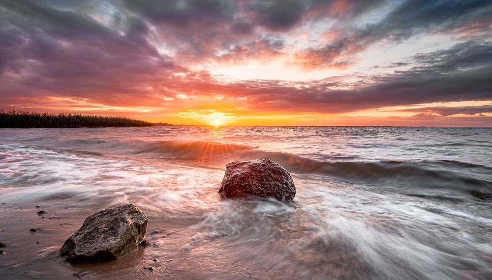 Sonnenuntergang am Strand auf Usedom.